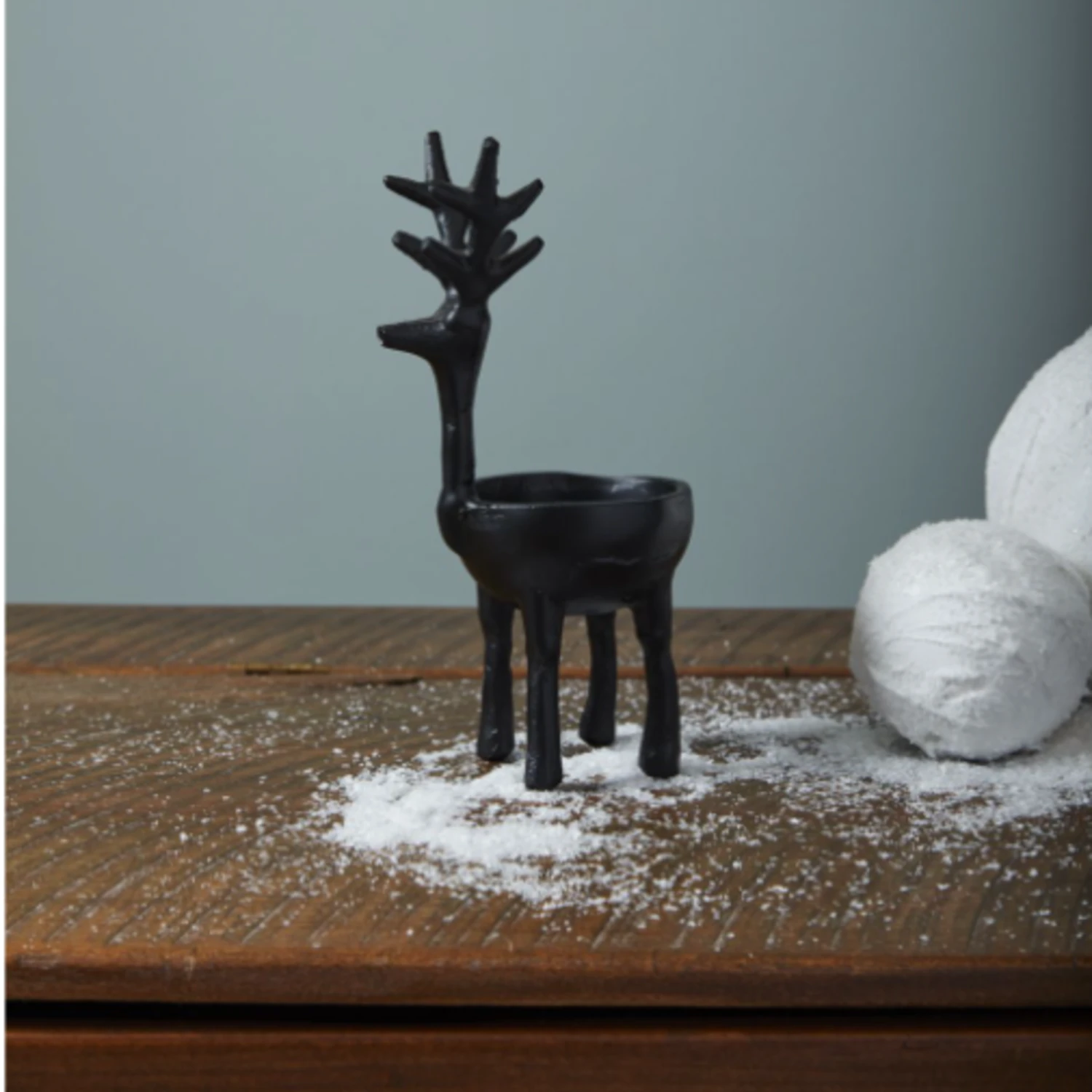 10.25”H X 6.5” X 5” BLACK METAL DASHER REINDEER BOWL 4 10.25”H X 6.5” X 5” BLACK METAL DASHER REINDEER BOWL - Image 2