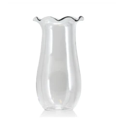 12.5"h X 7” GLASS FLUTED FLOWER VASE