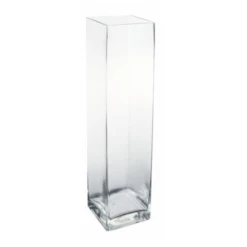 20"H X 5" X 5" CLEAR TALL GLASS RECTANGLE VASE SQUARE OPENING