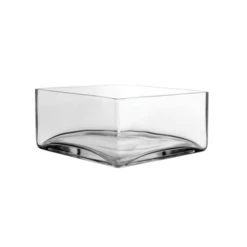 4" X 6" X 6" LOW SQUARE GLASS DISH VASE