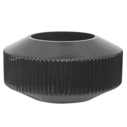 4”H X 8” BLACK GLASS FLUTED SAUCER