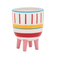 7.25" X 5.25" W X 5.25" LSTRIPED FOOTED PLANTER