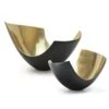 7.25”H X 12” X 10” BLACK OUTSIDE INNER GOLD MODERN OVAL METAL