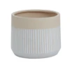 11.5”H X 13.5” WHITE/TAN CERAMIC AVELINE POT -Cheap CERAMIC Shop accent decor 115h x 135 white tan ceramic aveline