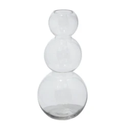 13”H X 5.75” CLEAR GLASS TREBLE STACKED VASE