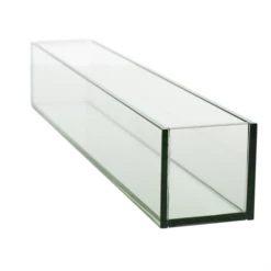 24”L X 4” X 4” LOW RECTANGLE PLATE GLASS PLANTER (AD)