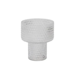 7.5”H X 6.5” CLEAR GLASS CORINTHIA VASE