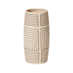 8”H X 3.5” OFF WHITE CERAMIC SEQUENCE VASE