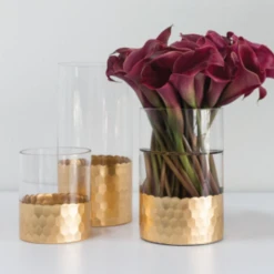 8”H X 3.75” GLASS WITH GOLD BOTTOM ELSA VASE -Cheap CERAMIC Shop accent decor 8h x 375 glass with gold bottom elsa 5