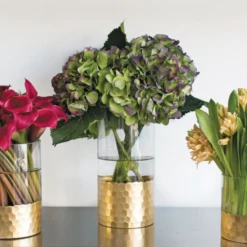 8”H X 3.75” GLASS WITH GOLD BOTTOM ELSA VASE -Cheap CERAMIC Shop accent decor 8h x 375 glass with gold bottom elsa 7