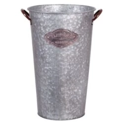 ROUND METAL W/COPPER HANDLE 9.5" X 16"