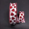 WHITE SATIN, RED HEARTS, 1.5'' X 50 YDS